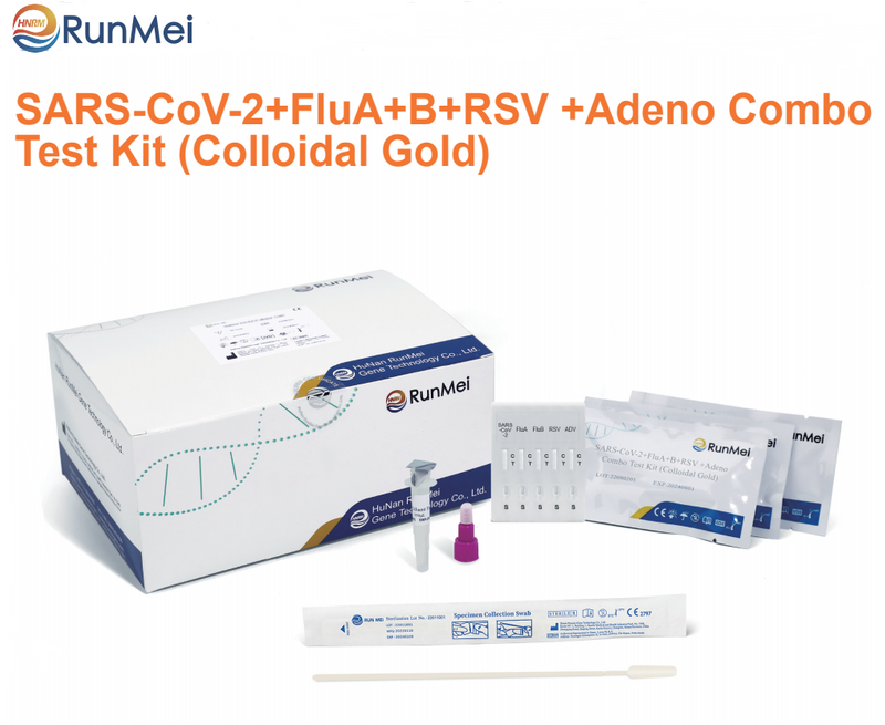 SARS-CoV-2+FluA+B+RSV +Adeno Combo Test Kit (Colloidal Gold)